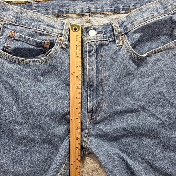 Levi's Jean Shorts Mens 34 Blue Denim 12 Inseam 5-Pocket Zip Fly Red Tab 469 - Picture 6 of 9